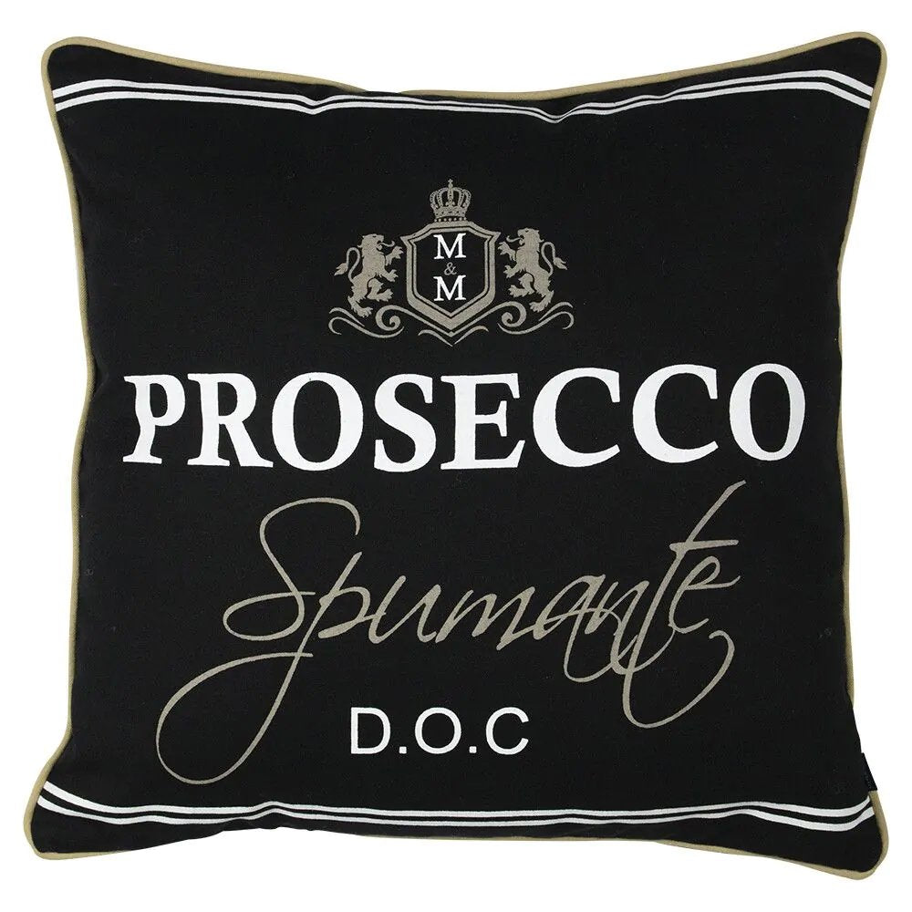 Kissen Prosecco schwarz 50x50cm