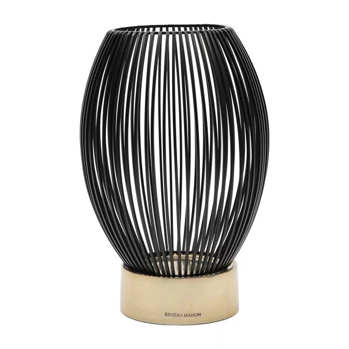 Windlicht schwarz auf Goldfuss