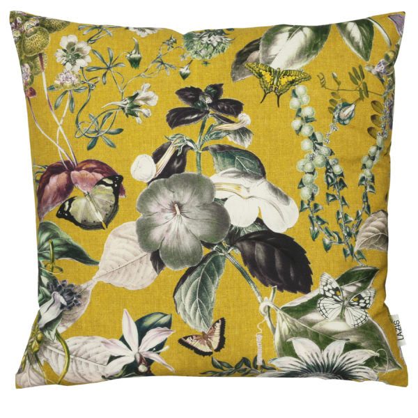 Kissen Blumen senfgelb 50x50cm