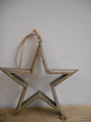 Stern Hänger glitzer gold H 25cm