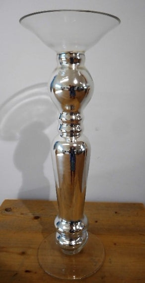 Kerzenständer glas/silber H 45cm