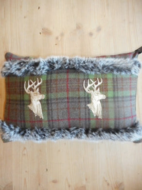 Kissen Hirsch mit Fell 50x50cm