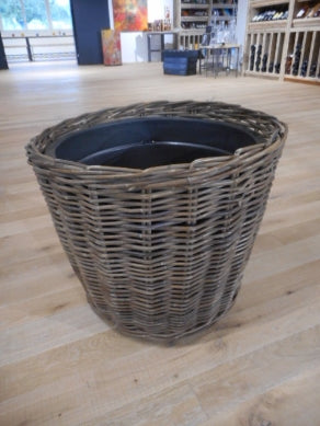 Kaminkorb braun mit Einsatz H 48 cm