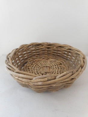 Korb Rattan grau rund klein