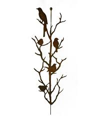 Vögel rost auf Ästen mit Kugel H 120cm