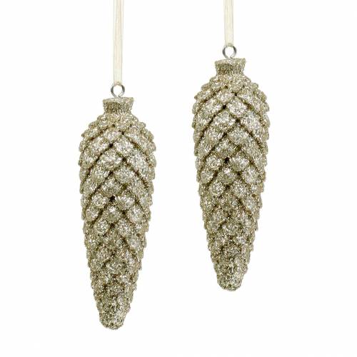 Hänger Zapfen gold glitzer H 12cm