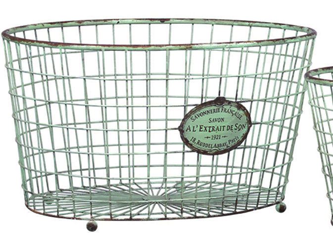 Korb oval antic grün L 55cm
