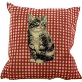 Kissen Katze kariert 33x33cm