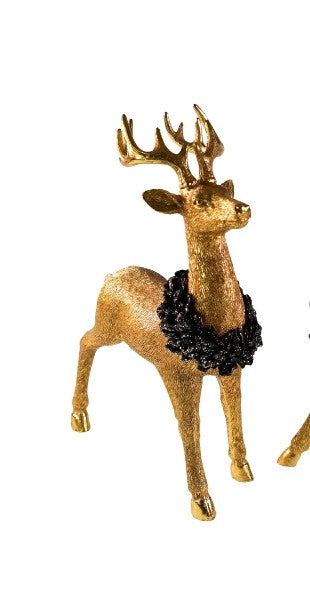Hirsch gold/schwarz 22x9x31cm