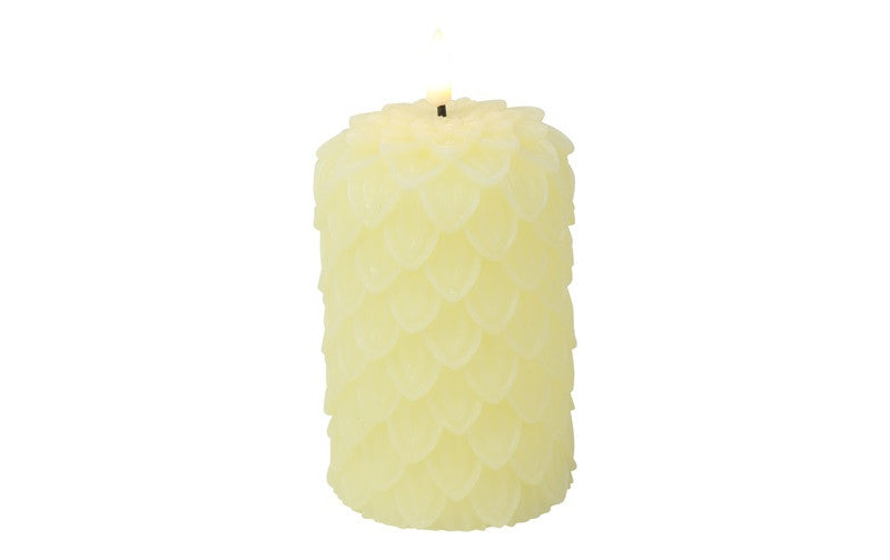 LED Tannenzapfen Kerze beige H10cm