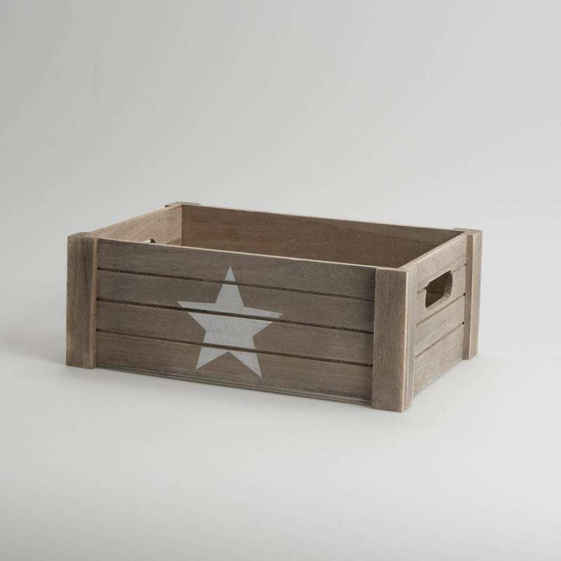 Holzkiste grau/braun mit Stern