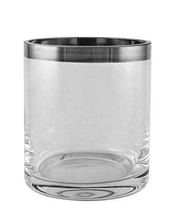 Windlicht Silberrand Glas H 22 cm
