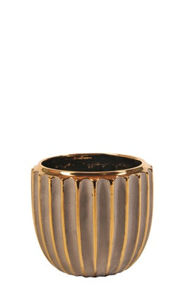 Topf Keramik grau/gold D13.5cm