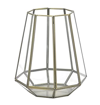Windlicht glas/bronce H 24cm