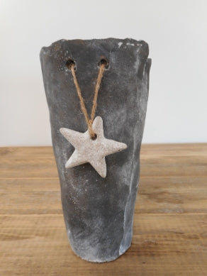Vase grau mit Stern H 21 cm