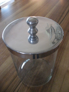 Dose Glas Silberdeckel 30cm
