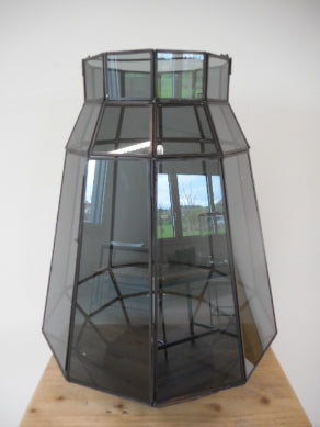 Laterne Glas schwarz H 49cm