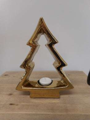 Weihnachtsbaum Keramik Gold H 22 cm