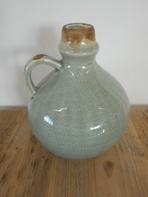 Vase keramik grau/blau m. Henkel