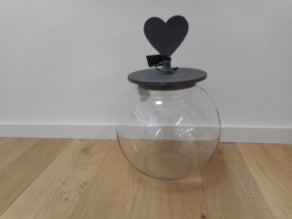 Glasdose mit Herz 28 cm