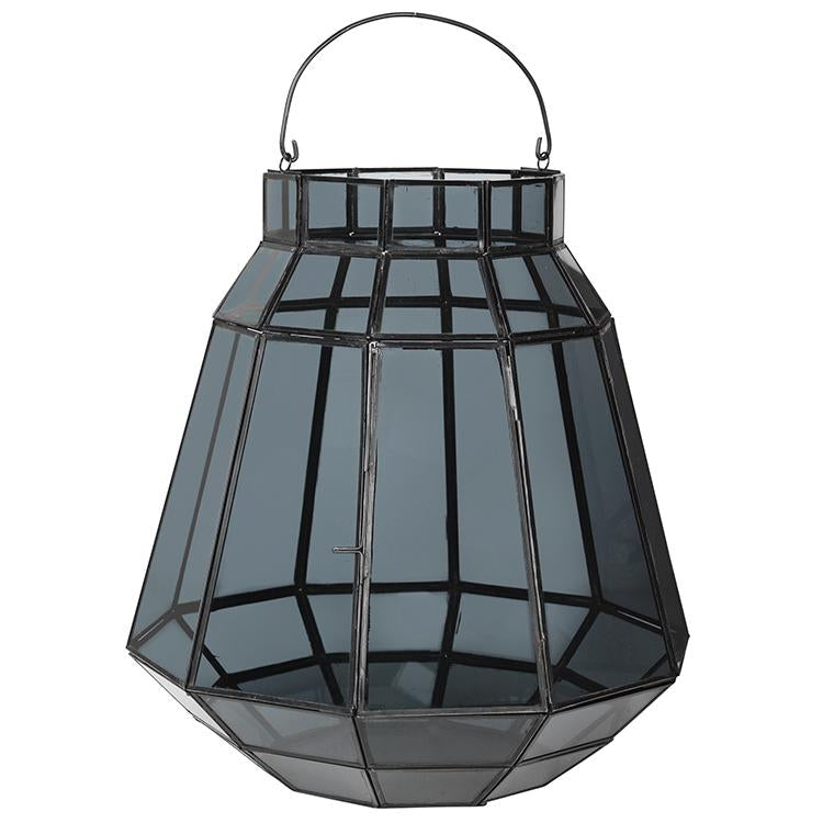 Laterne Glas schwarz H 37cm