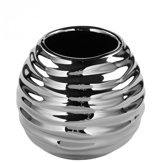 Vase silber gerillt H 11cm